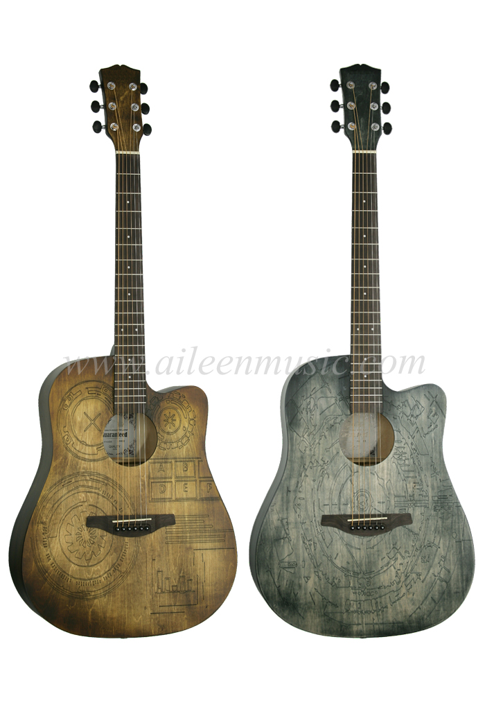 Новый продукт 41-дюймовая акустическая гитара с вырезом из фанеры липы (AF-HE00LC-41)